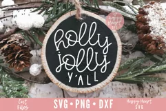 Holly Jolly Y'All SVG / Christmas Ornament SVG Product Image 1