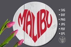 Malibu Cut File | Heart Word Art Product Image 1