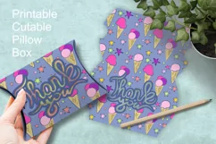 Thank You Pillow Favor Box with Holes and Ice Cream Pattern Product Image 1