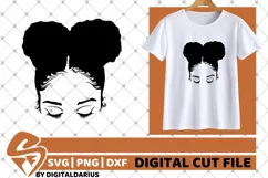 Black Girl with Afro Puffs svg, Afro Hair svg, Melanin svg Product Image 2