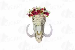 Watercolor Floral Wild Boar Skull, Indian Tribal clip art Product Image 2