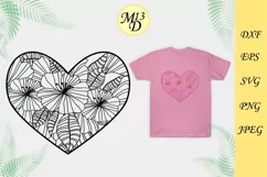Silhouette of heart with zentangle flowers. Love zentangle Product Image 2