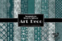 Teal and Silver Art Deco Digital Paper Product Image 1