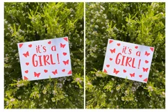 Its a Girl Baby Shower Insert Card, SVG template, Paper cut Product Image 4