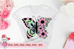 Floral Butterfly svg, Flowers svg Product Image 3
