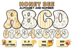 Honey bee Alphabet png clipart, honey bee letters doodle Product Image 1