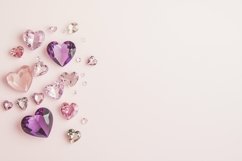 Crystal Hearts Flat Lay Background, Valentine Mock Up Product Image 1