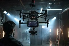 Videographer controlling a camera on a drone during a profes Product Image 1