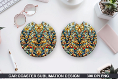 Christmas Tree Car Coaster Sublimation|Christmas Coaster PNG Product Image 1