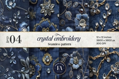 Navy Crystal Embroidery | Luxury Denim Fabric Texture Product Image 1