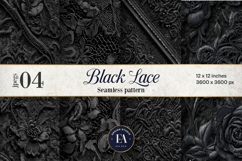 Black Lace Pattern, Gothic Lace Digital Paper Product Image 1