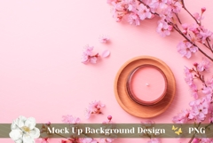 Sakura Background Mockup, Flat Lay Background Design Product Image 1
