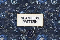 Navy Crystal Embroidery | Luxury Denim Fabric Texture Product Image 3