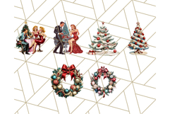 Vintage Glamorous Christmas Party Clipart PNG, Holiday Png Product Image 8