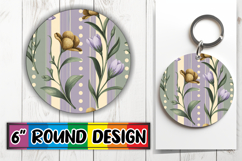Joyful Circle Keychains Design, Gold Flower Product Image 1