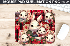 Watercolor Bunny Mouse Pad Sublimation - Valentines PNG Product Image 1