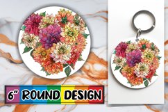 Sublimation Round Design with Heart of Flowers PNG Product Image 1