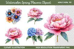 Watercolor Spring Flowers Clipart Bundle PNG Product Image 3