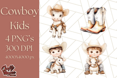 Cowboy Clipart PNG, Kid Western Country Graphic Product Image 1