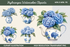 Hydrangea Watercolor Clipart PNG Product Image 1