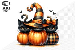 Halloween Cat And Pumpkin Sublimation - Clipart PNG Design Product Image 1