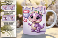 Dynamic 11oz Mug Wrap Png Template , Cute Dino Product Image 1