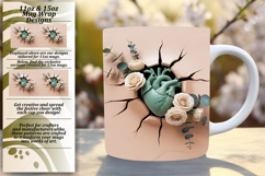Custom 11oz Mug Wrap Png Artwork , 3D Heart Product Image 1