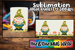 Cheerful hearts sublimation mug wrap, Gnomes Product Image 1