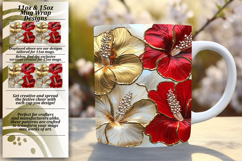 Delightful 15oz Mug Wrap Png Artwork , 3D Flower Product Image 1