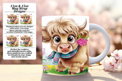 Graceful 11oz Mug Wrap Png Template , Cute Cow Product Image 1