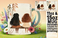 Radiant Watercolor Girlfriends Mug Wrap: 11oz 15oz Product Image 1