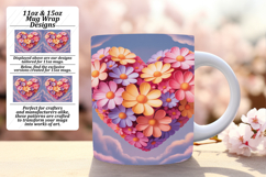 FASHIONABLE PNG for 15oz Mug Wrap , Flowers Heart Product Image 1
