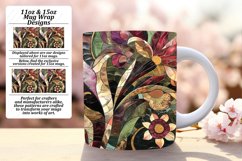 Glitter Mosaic Floral Mug Wrap Design 11oz 15oz Product Image 1