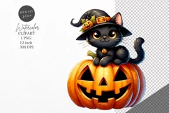 Halloween clipart, Black cat clipart, Kids Halloween Product Image 1