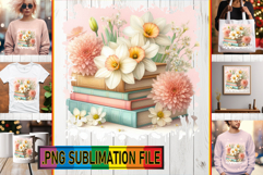Unique PNG TSHIRT Magic, Book and flower Product Image 1