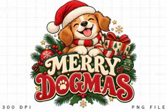 Merry Dogmas Christmas Illustration, Cute Festive Puppy Product Image 2