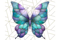 Stained Glass Butterfly PNG Colorful Clipart for Sublimation Product Image 4