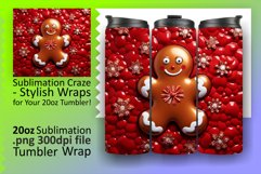 Tumbler Wrap Delights: 3D Gingerbread Man Christmas Magic Product Image 1