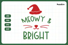 Christmas Cat Bandana Quotes SVG | Meowy & Bright Product Image 3