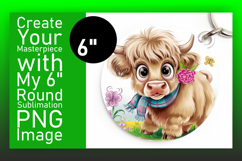 Trendy Circle Coaster PNG Design , Cute Cow Product Image 1