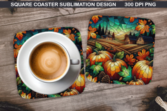 Pumpkin Coaster Sublimation, Halloween Coaster PNG Design Product Image 1