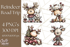 Homespun Christmas Reindeer Roadtrip PNG Clipart Product Image 1