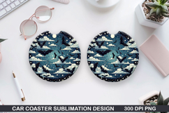 Haunted Bats Car Coaster Sublimation| Halloween Coaster PNG Product Image 1
