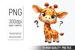 Cute Giraffe Animal Sublimation Clipart PNG Product Image 1