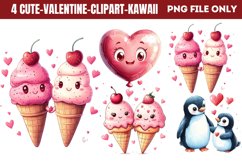 Cute Valentine Kawaii Clipart PNG Product Image 1