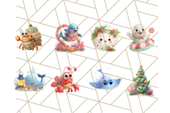 3D Under the Sea Christmas Clipart, Ocean Life Christmas PNG Product Image 8