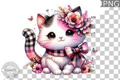 Cat With Flowers Sublimation - Clipart PNG Design Product Image 1