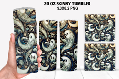 Ghost Skinny Tumbler 20oz Wrap Design, Halloween Tumbler PNG Product Image 1