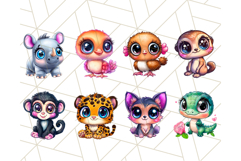 Safari Animals Clipart Bundle, Cute Kawaii Style for Crafts Product Image 7