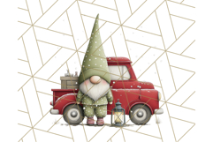 Vintage Truck Christmas Gnomes Clipart PNG, Cute Gnome Png Product Image 4